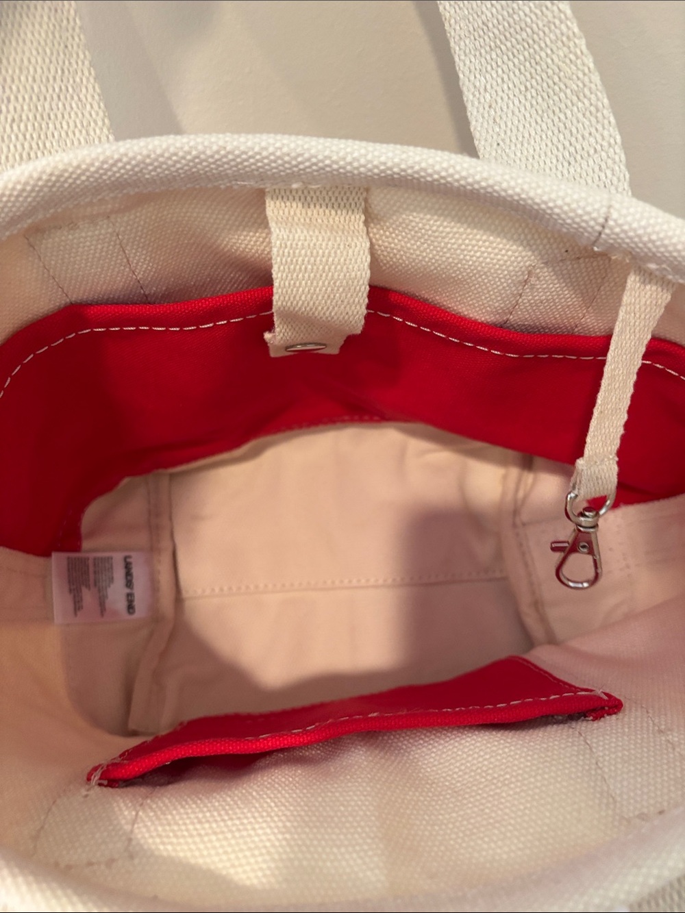 Lands' End Canvas Tote in Cream with Red Accents - Picture 4 of 5